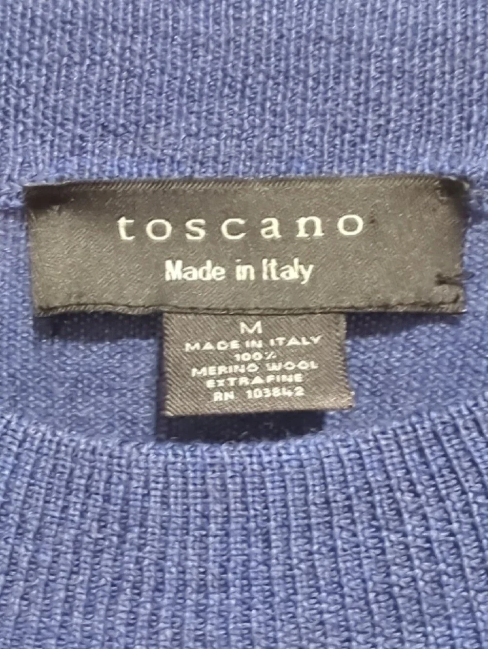 Toscano Made in Italy 100% Extrafine Merino Wool Ribbed Sweater Blue